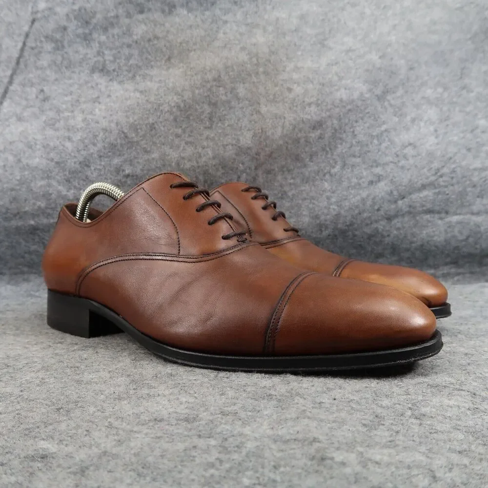 To Boot Shoes Men 8 Oxford Cap Toe Formal Calf Leather Brandon II Classic Cognac